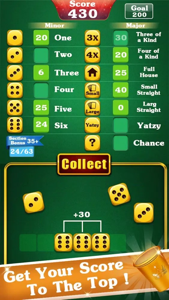 Capturas de tela do Yatzy Dice Game