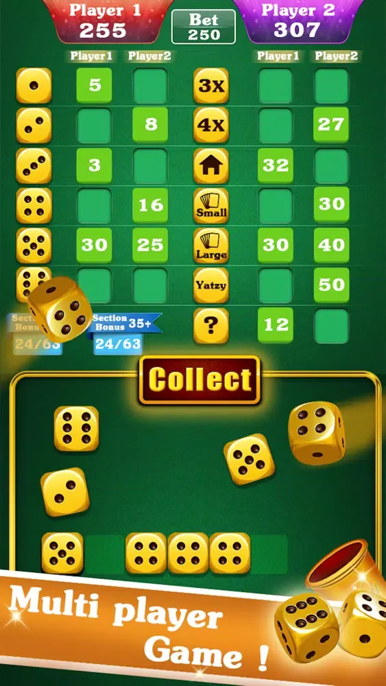 Capturas de tela do Yatzy Dice Game