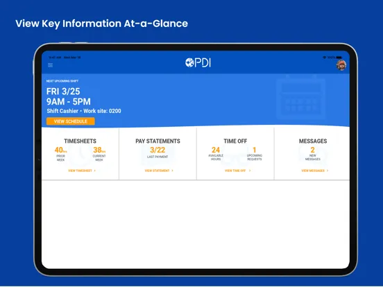 PDI Employee Self-Service iPad  স্ক্রিনশট