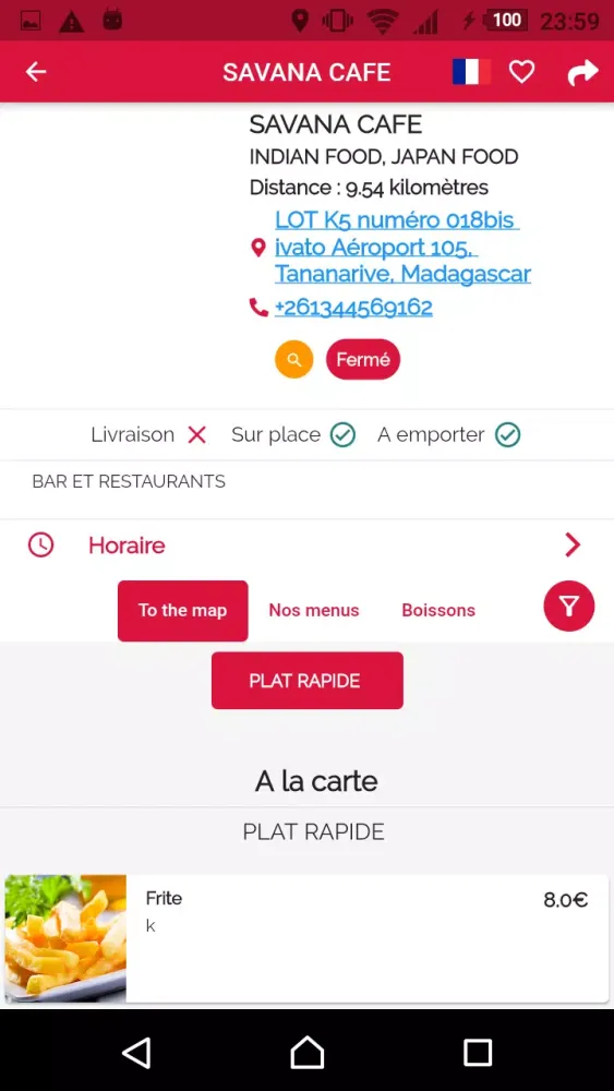 Tangkapan layar Menu advisor