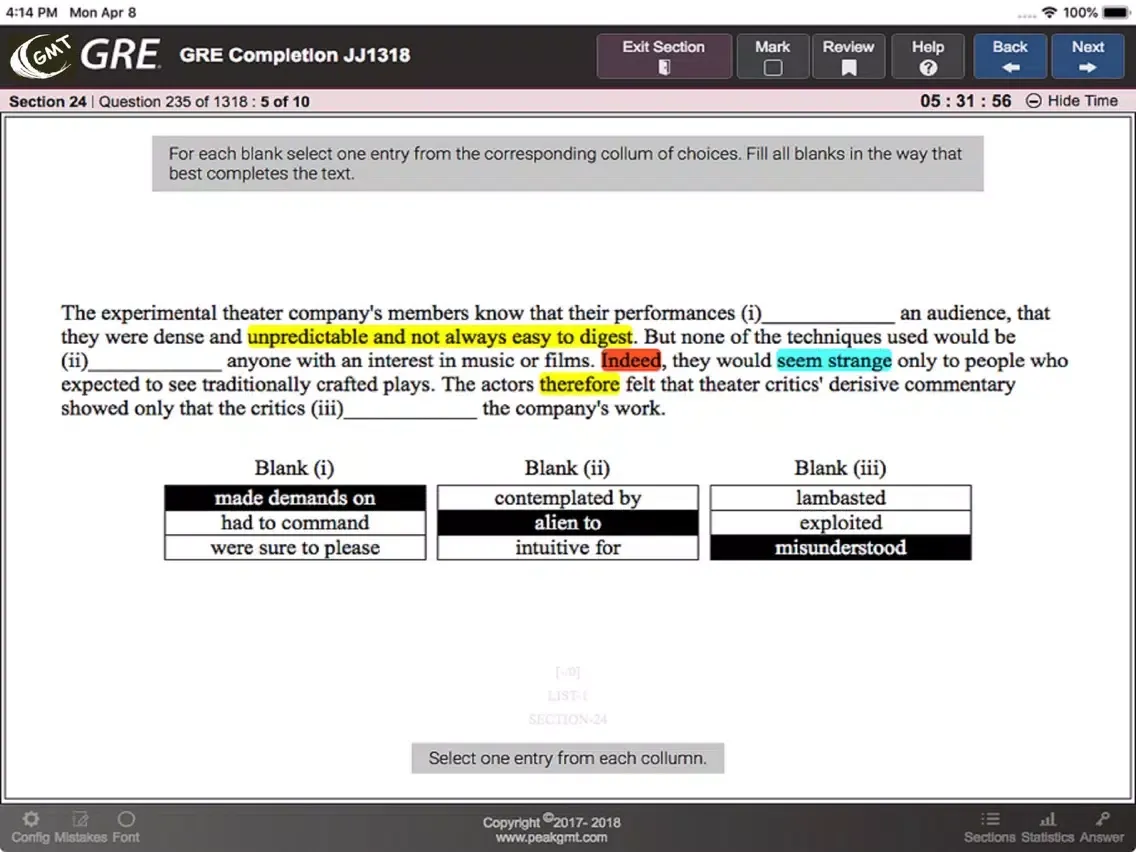 Practice 5 for GRE® Test iPad  স্ক্রিনশট