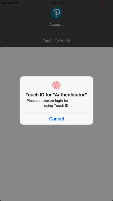 Tangkapan layar Pearson Employee Authenticator