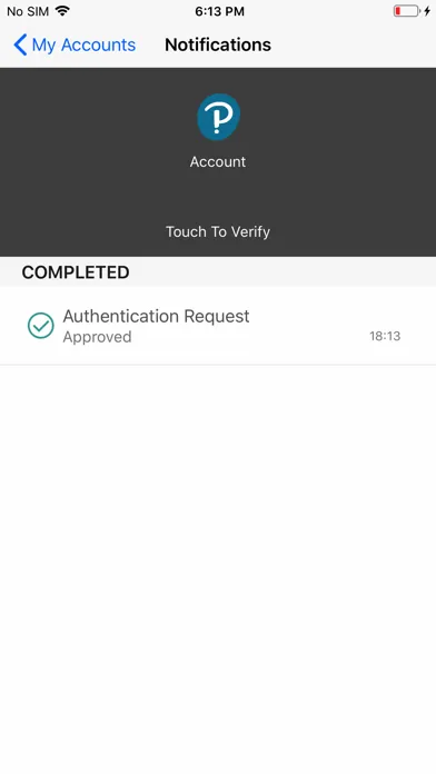 Tangkapan layar Pearson Employee Authenticator