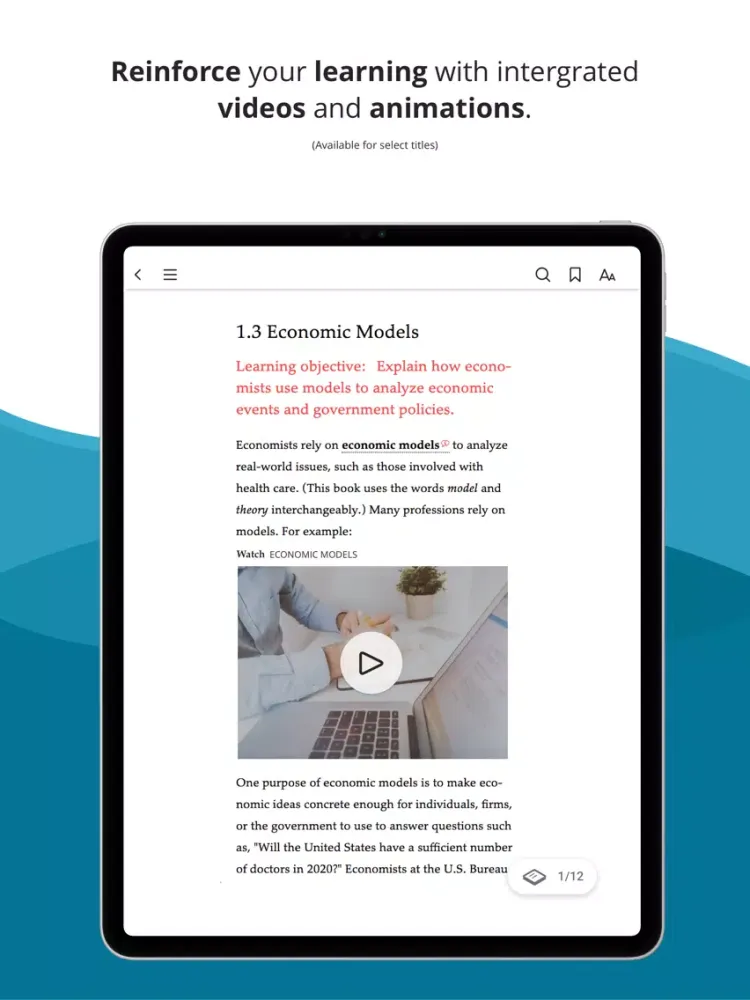 Capturas de tela do Pearson eText | Global iPad 