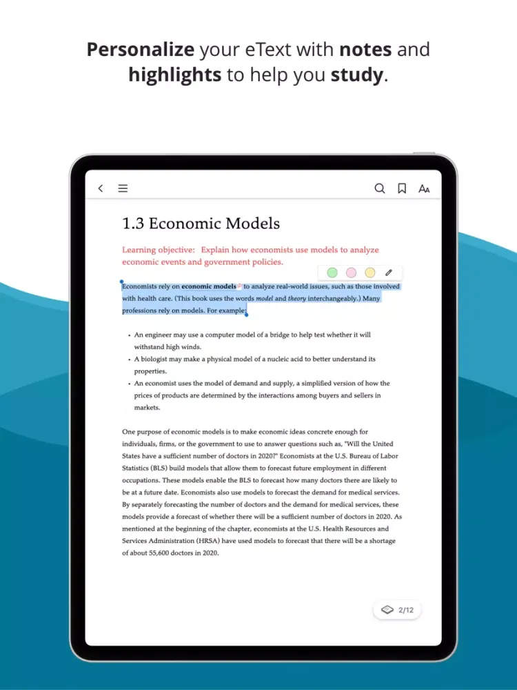 Capturas de tela do Pearson eText | Global iPad 