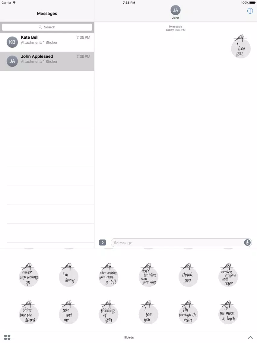 Captures d'écran de 'lil bird thought stickers iPad 