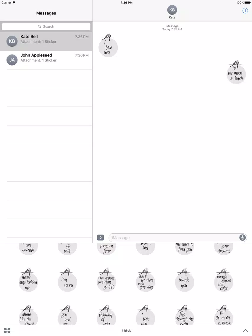 Captures d'écran de 'lil bird thought stickers iPad 
