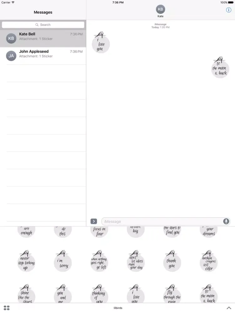 'lil bird thought stickers iPad  スクリーンショット