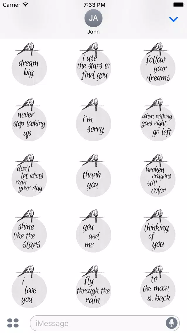Captures d'écran de 'lil bird thought stickers