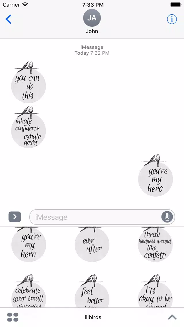 Captures d'écran de 'lil bird thought stickers
