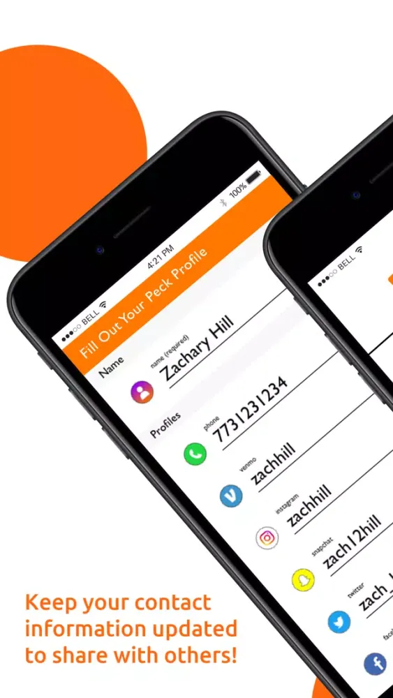 Скриншоты PeckApp - Share Contact Info