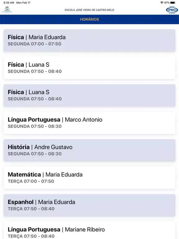 PEC - Sistema de Ensino iPad  Screenshots
