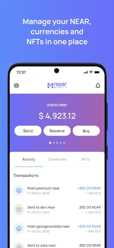 Capturas de tela do NEAR Mobile - Crypto Wallet