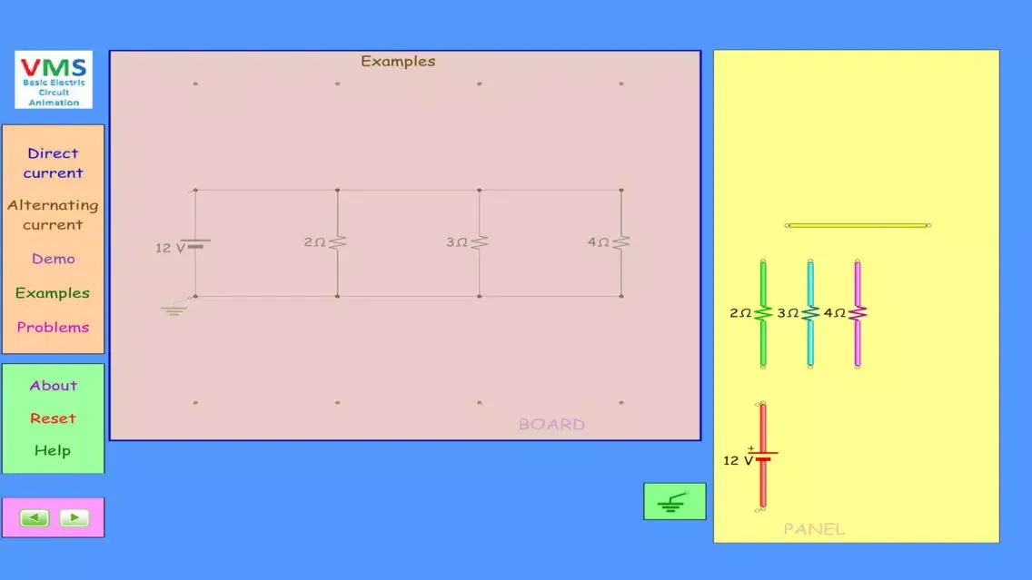 ภาพหน้าจอของ VMS - Basic Electric Circuit Animation Lite