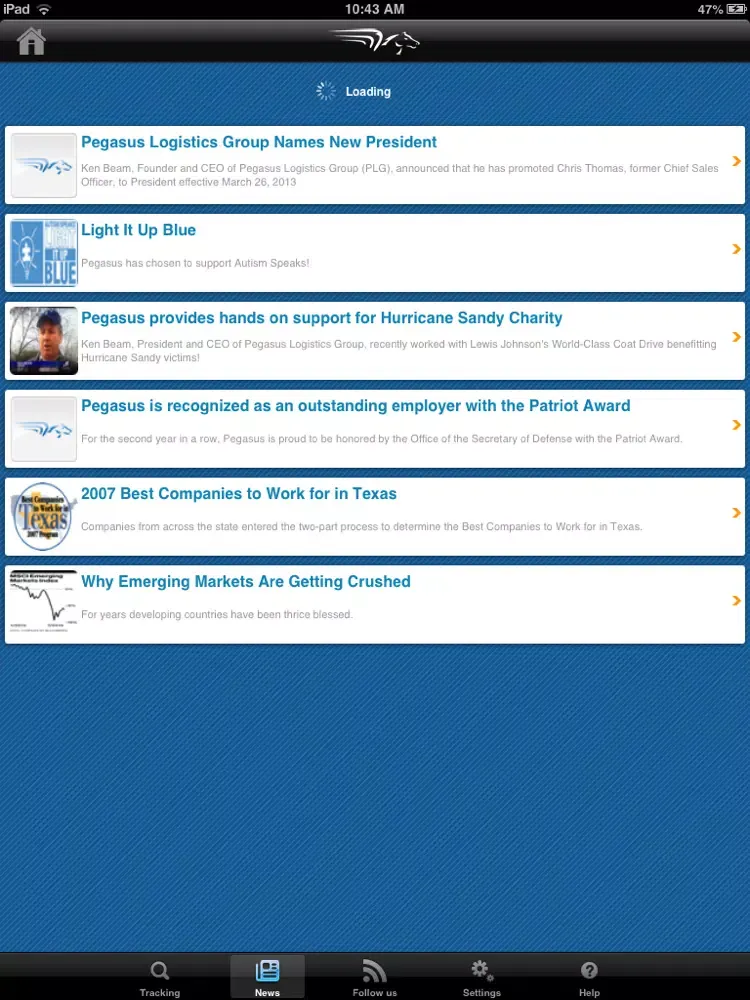 Zrzuty ekranu Pegasus Logistics Group iPad 