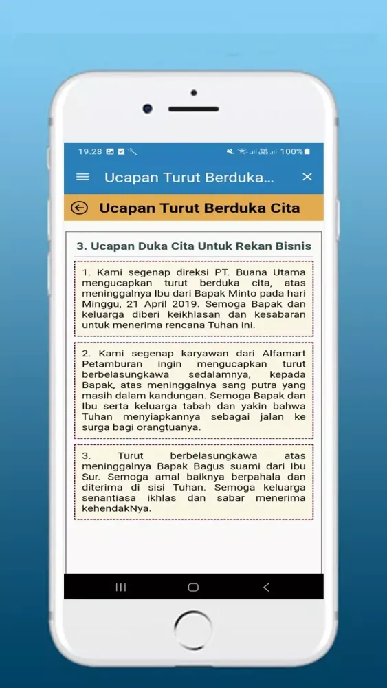 Tangkapan skrin Ucapan Turut Berduka Cita