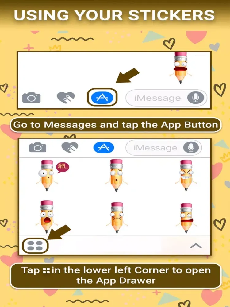 Pencil Cartoon Sticker Pack iPad  Screenshots