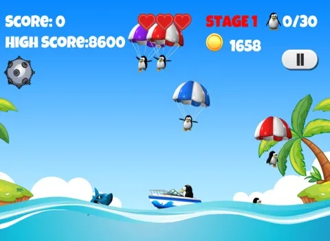 ภาพหน้าจอของ Super Penguin Rescue Free - "Marco" The Penguin vs "Steven" The Shark! iPad 