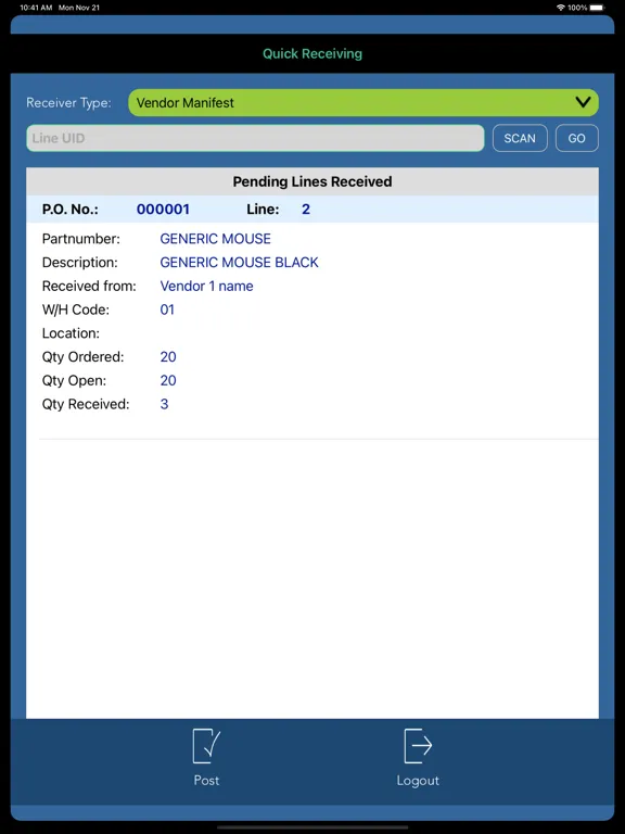 QuickReceiving 2021.2.01 iPad 應用截圖