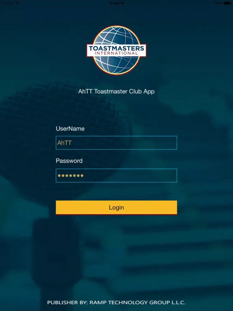 Tangkapan layar AhTT Toastmaster Club App iPad 