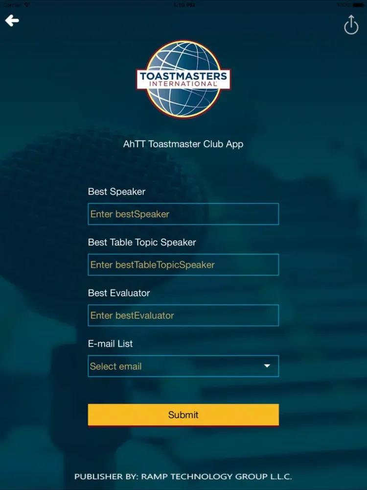 Tangkapan layar AhTT Toastmaster Club App iPad 
