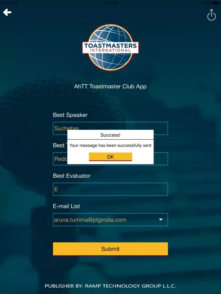 Tangkapan layar AhTT Toastmaster Club App iPad 