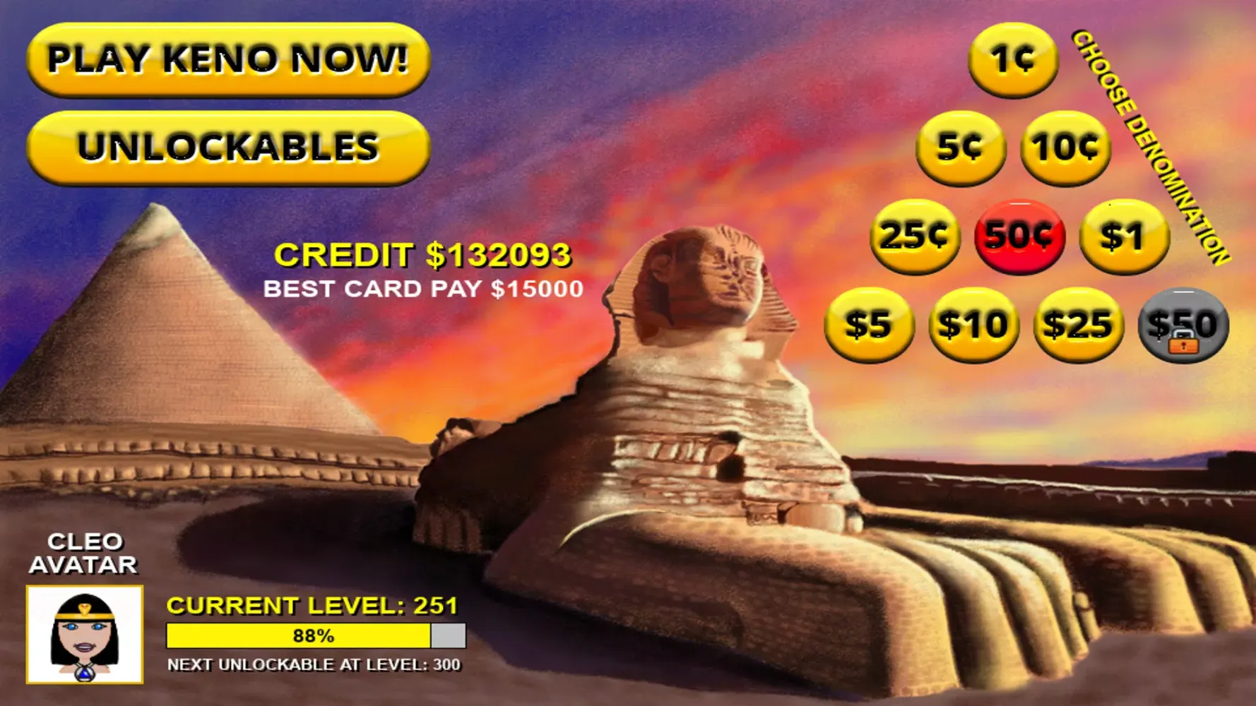 Cleopatra Keno Extravaganza Screenshots