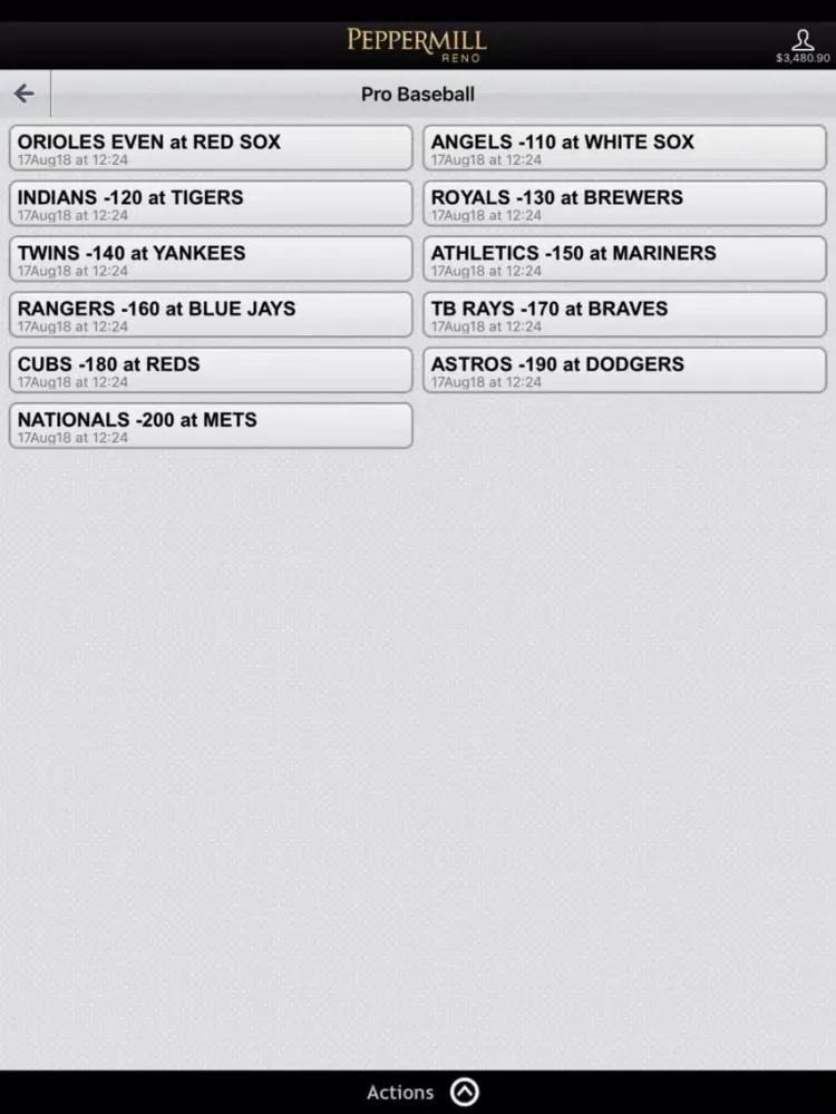 Zrzuty ekranu Peppermill Sportsbook iPad 