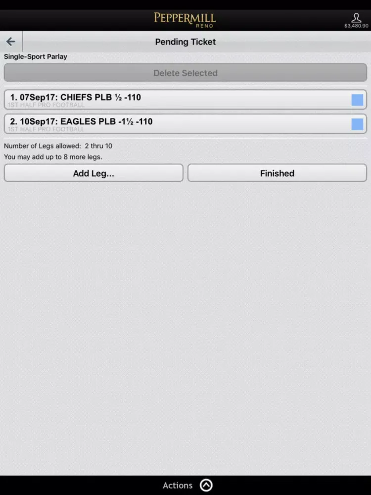 Zrzuty ekranu Peppermill Sportsbook iPad 