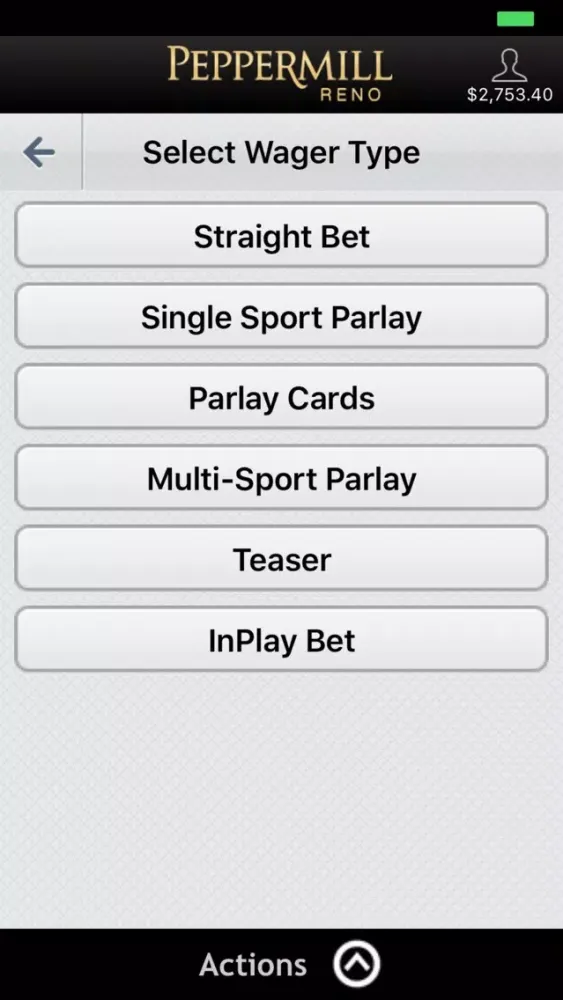 Zrzuty ekranu Peppermill Sportsbook
