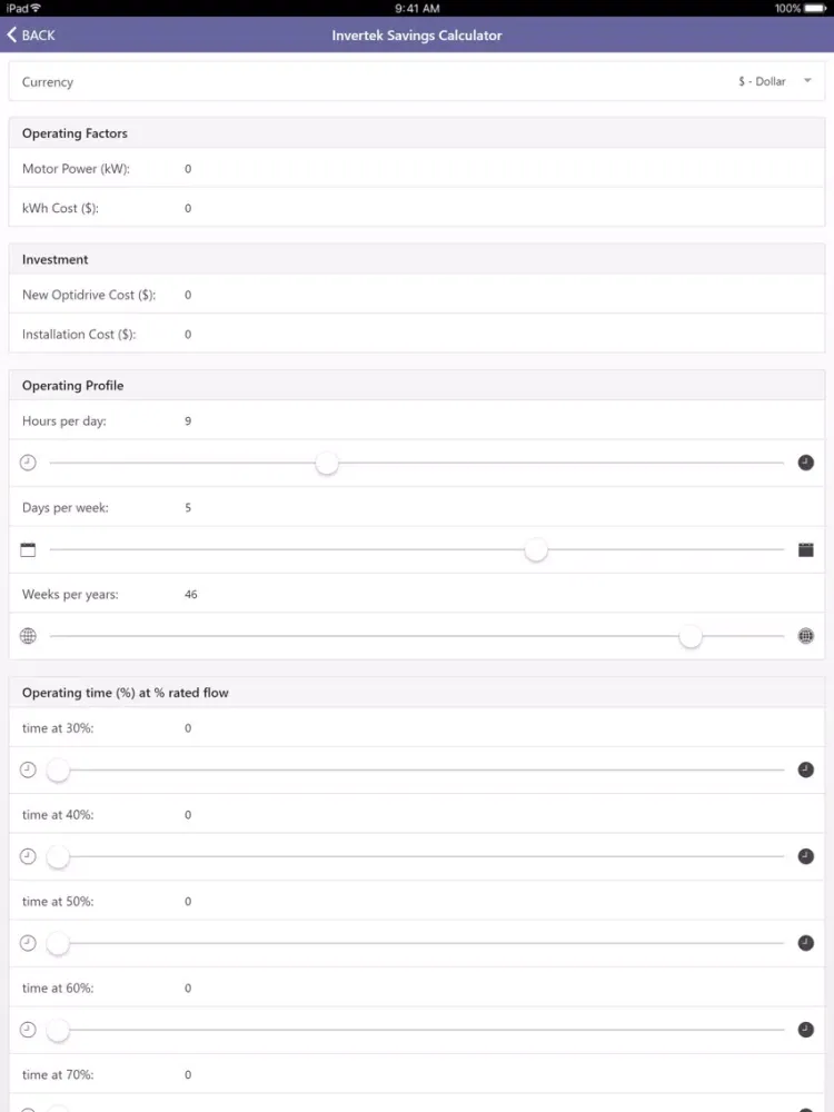 Capturas de tela do Invertek Savings Calculator iPad 