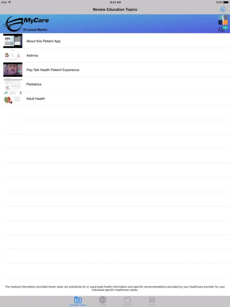 MyCare by Pep Talk Health iPad  Ekran Görüntüleri