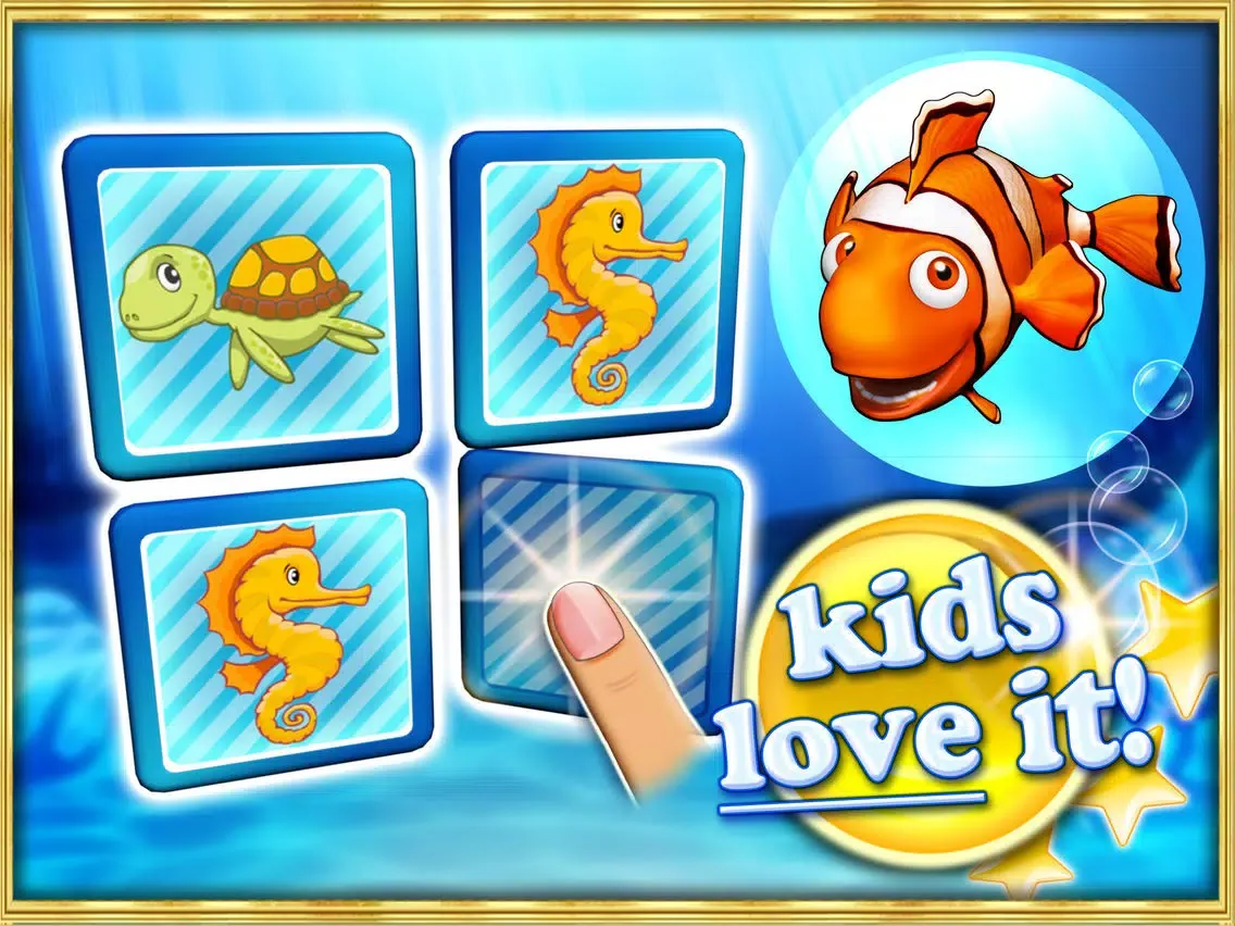 Ảnh chụp màn hình của Memo pairs puzzle ocean animals for toddlers iPad 
