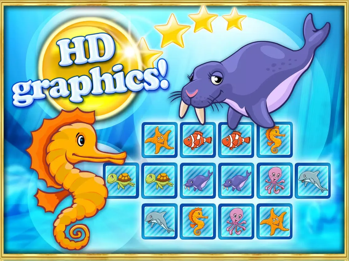 Ảnh chụp màn hình của Memo pairs puzzle ocean animals for toddlers iPad 