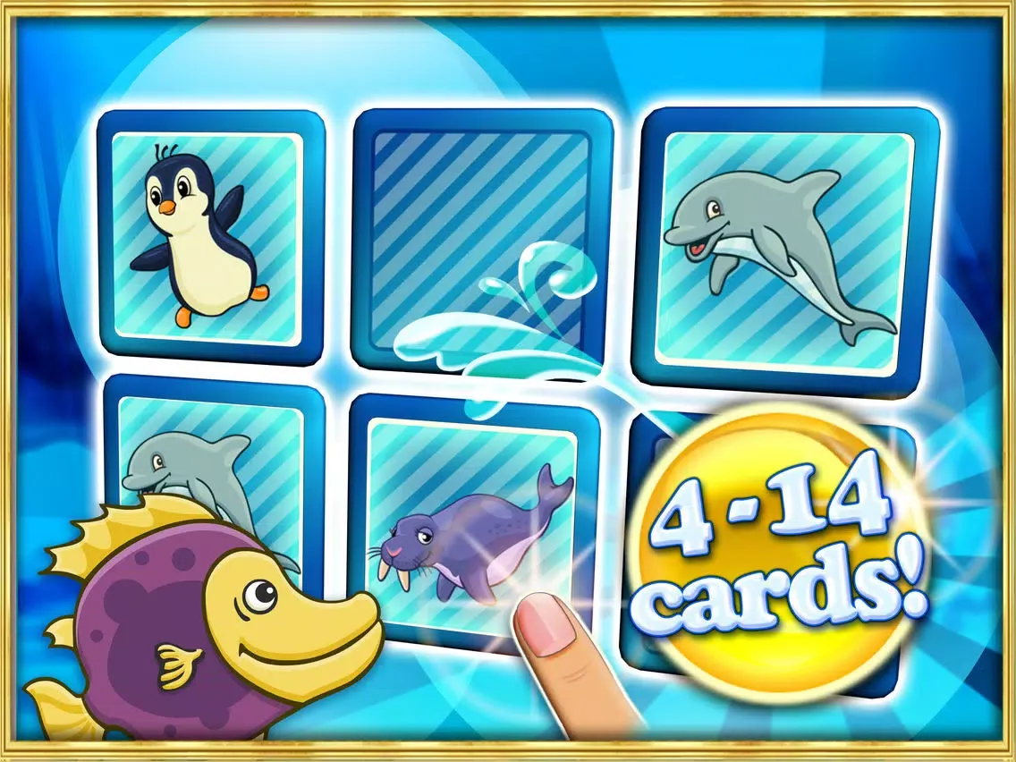 Ảnh chụp màn hình của Memo pairs puzzle ocean animals for toddlers iPad 