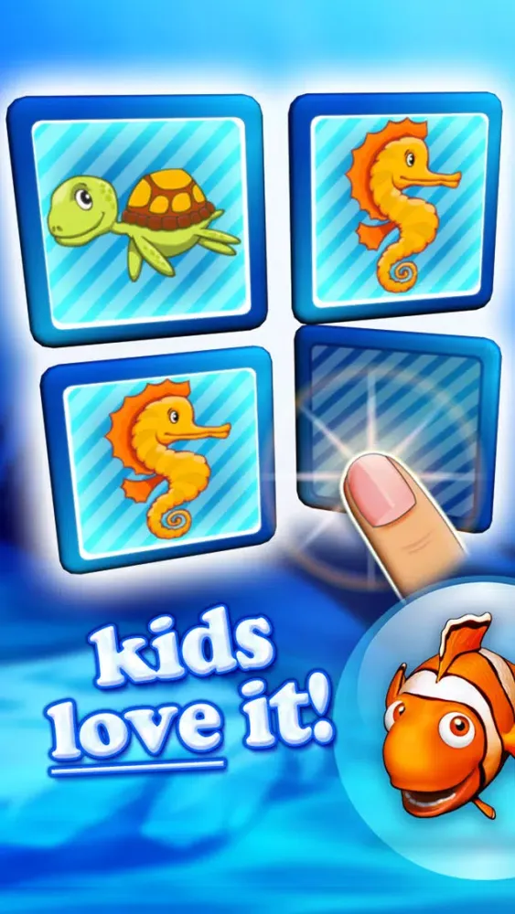 Ảnh chụp màn hình của Memo pairs puzzle ocean animals for toddlers