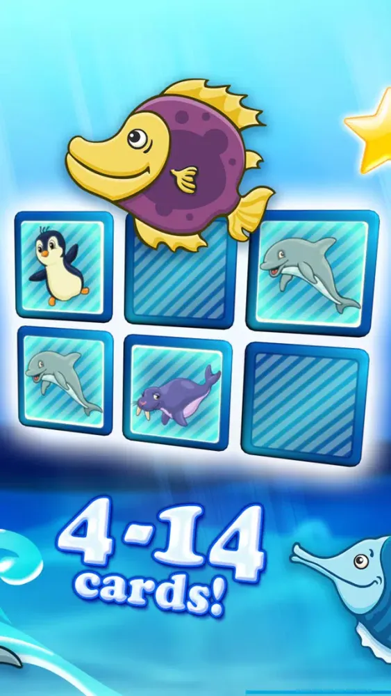 Ảnh chụp màn hình của Memo pairs puzzle ocean animals for toddlers