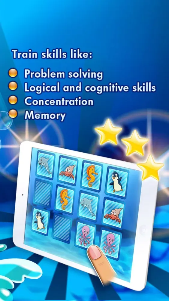 Ảnh chụp màn hình của Memo pairs puzzle ocean animals for toddlers