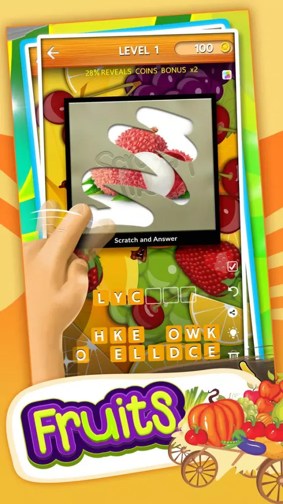 Tangkapan skrin Scratch the picture of fruits Pro