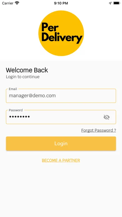Zrzuty ekranu PerDelivery Vendor