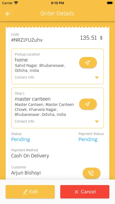 Zrzuty ekranu PerDelivery Vendor