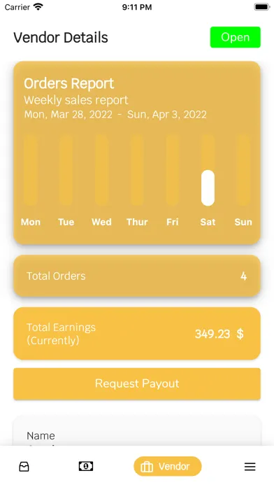 Zrzuty ekranu PerDelivery Vendor