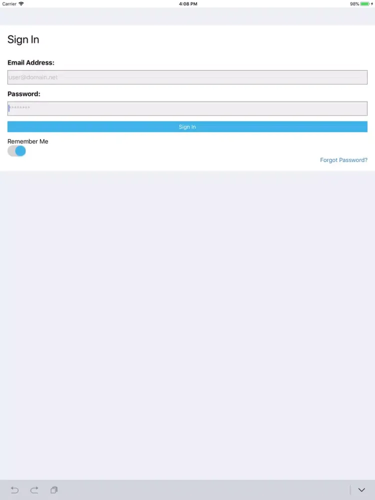 Tangkapan skrin PCC Customer Portal iPad 