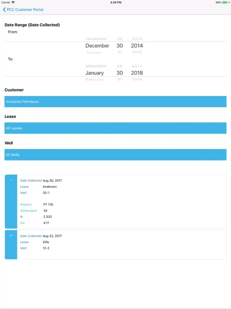 Tangkapan skrin PCC Customer Portal iPad 