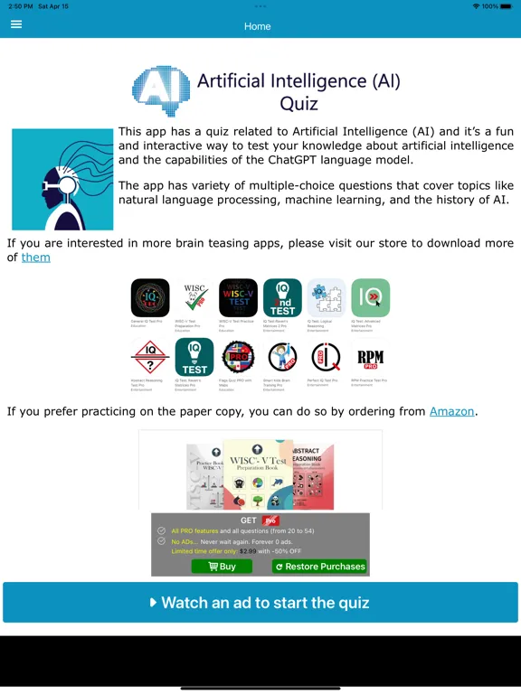 Ảnh chụp màn hình của AI Quiz iPad 