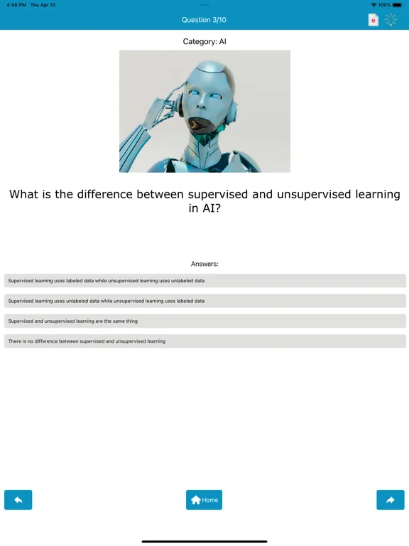 Ảnh chụp màn hình của AI Quiz iPad 