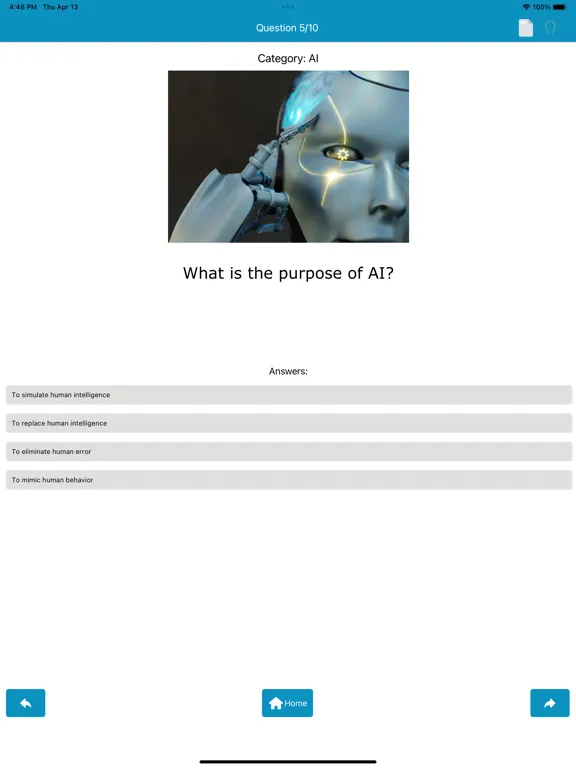 Ảnh chụp màn hình của AI Quiz iPad 