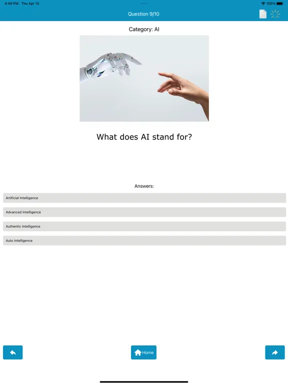 Ảnh chụp màn hình của AI Quiz iPad 