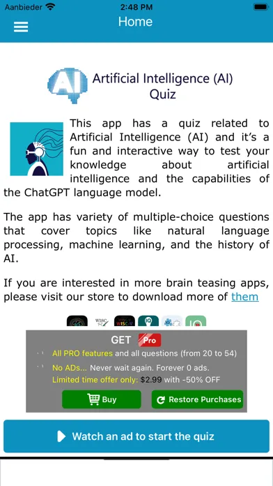 Ảnh chụp màn hình của AI Quiz