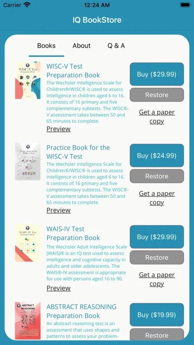 IQ Bookstore (WISC,WAIS,WPPSI)应用截图